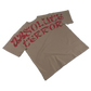 Absolute Arc Tee, sand cotton with red arc print across the shoulders