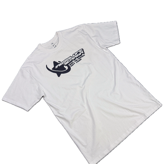 Y2K Tee in white with chrome logo front print