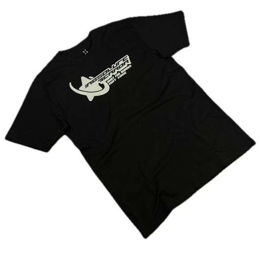 Y2K Tee in black with chrome logo front print